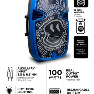 Parlante Stromberg Knock 100W C/ruedas portátil - Imagen 3
